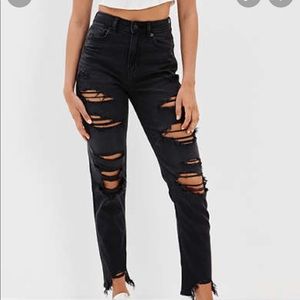 american eagle black mom jeans